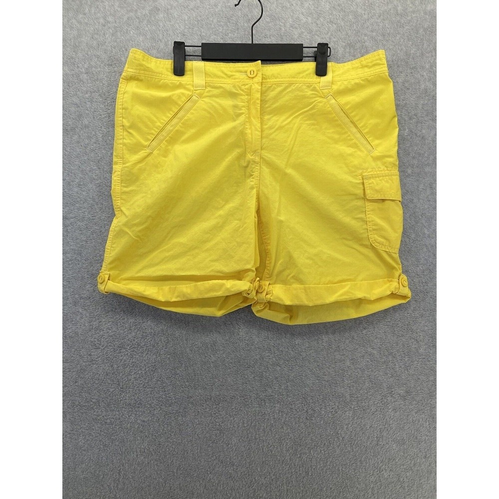 Lands' End Women's Shorts Cargo Bermuda Solid Yellow Size 16 Cotton blend